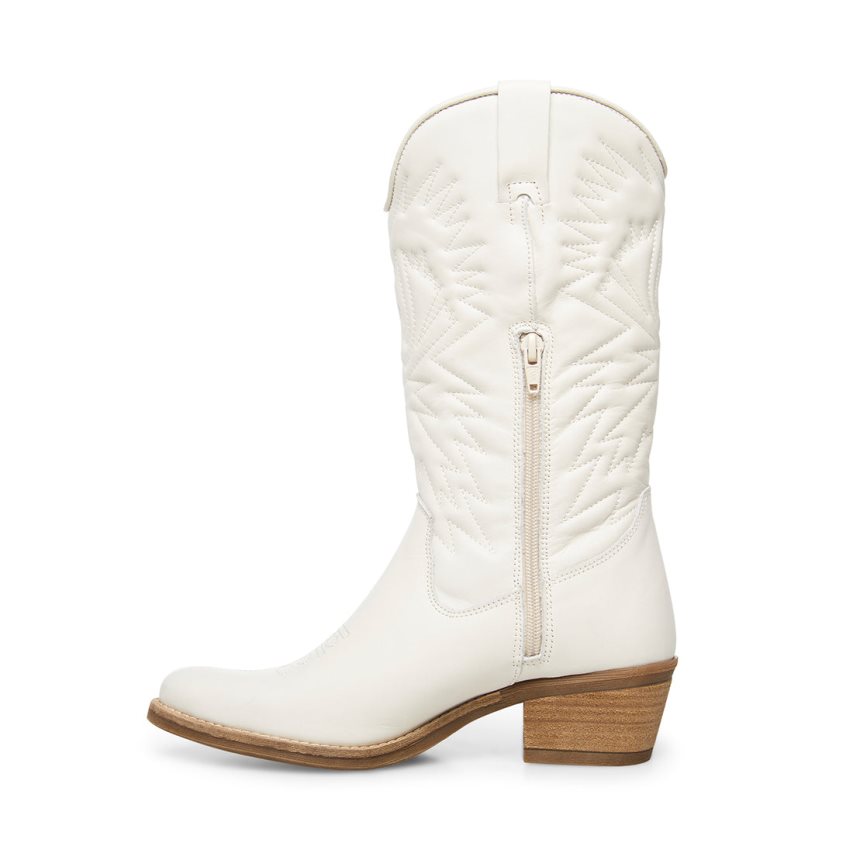 Botas Altas Steve Madden Hayward Cuero Mujer Blancas | ES AQ0983